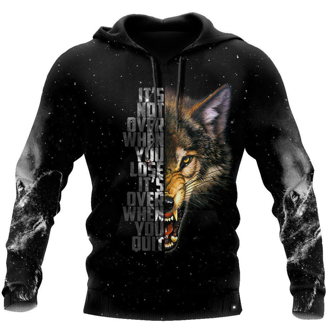 FUNSTUFFPRINT Wolf Never Quit 3D Hoodie and Zip Hoodie