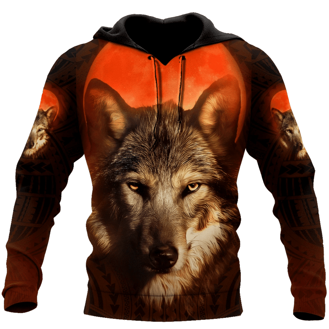 FUNSTUFFPRINT Wolf Orange 3D Hoodie and Zip Hoodie
