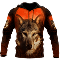 FUNSTUFFPRINT Wolf Orange 3D Hoodie and Zip Hoodie