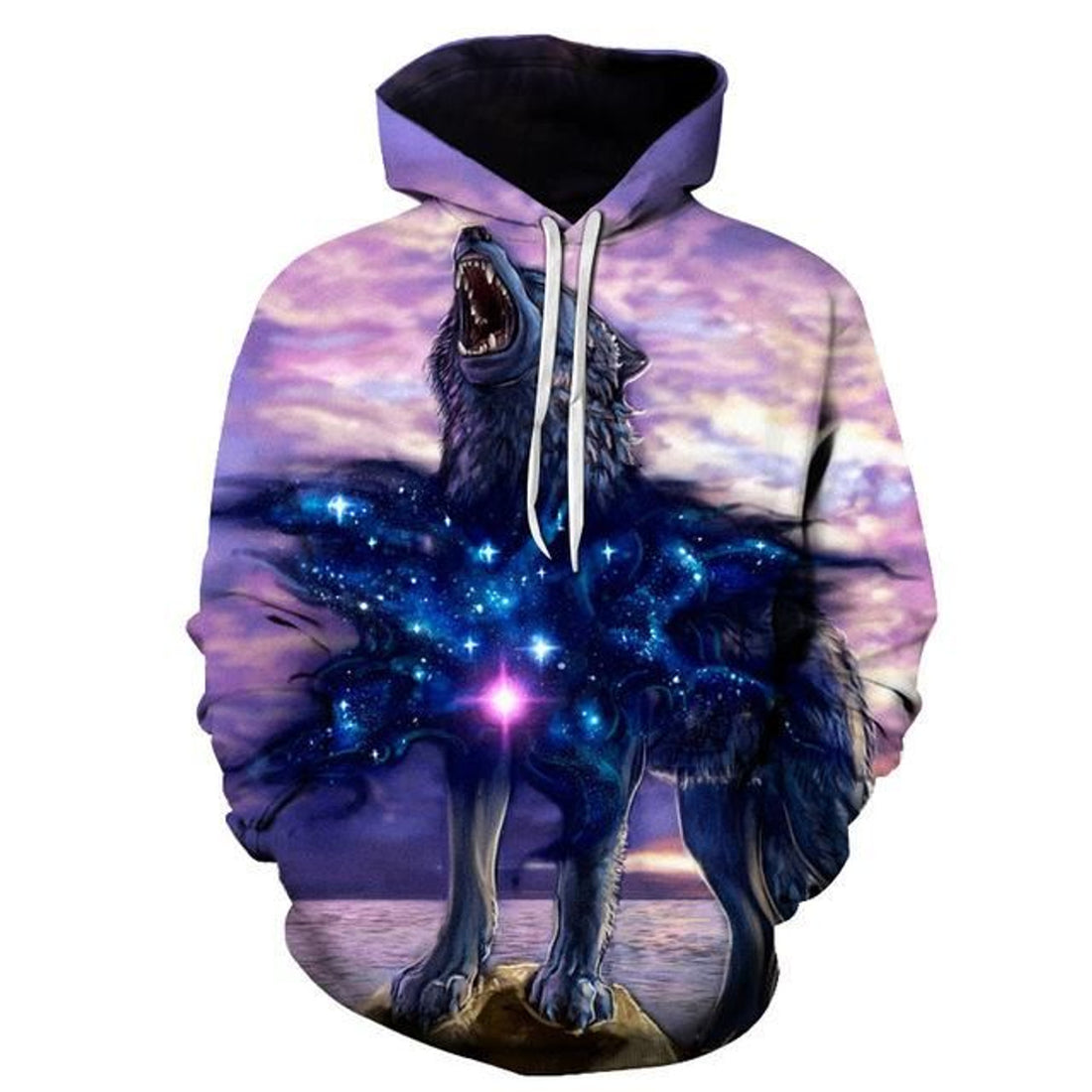 FUNSTUFFPRINT Wolf Star Heart 3D Hoodie and Zip Hoodie