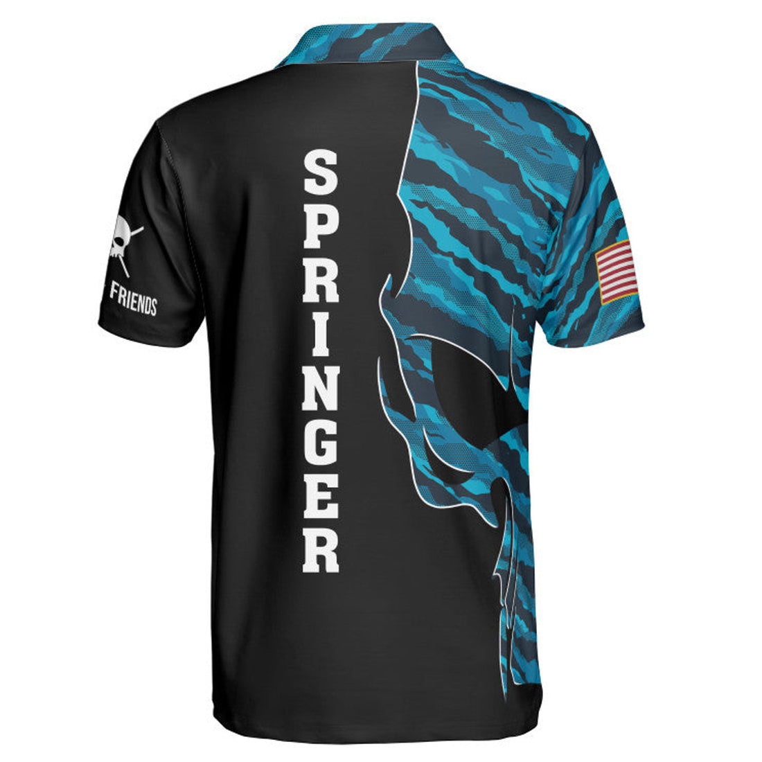 Custom Skull Blue Camouflage Custom Billiard Shirts for Men, Men's Billiard Polo Shirts, Custom Billiard ball for Team Name